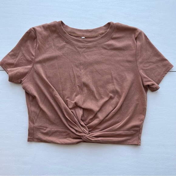 MakeMeChic Women's Summer Crop Top Solid Short Sleeve Twist Front Tee T-Shirt - Picture 2 of 9